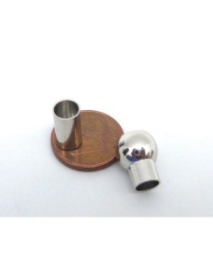 Fermoir aimanté rond tube pour cordon de 5mm en métal argenté 2