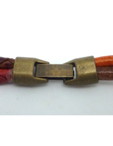 Fermoir clip pour 2 cordons de 4mm ou cuir régaliz