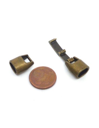 Fermoir clip de couleur bronze en métal pour cuir régaliz
