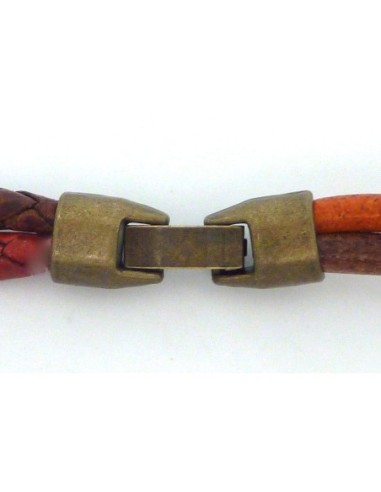 Fermoir clip bronze en métal pas cher pour régaliz ou 2 cordons 4mm