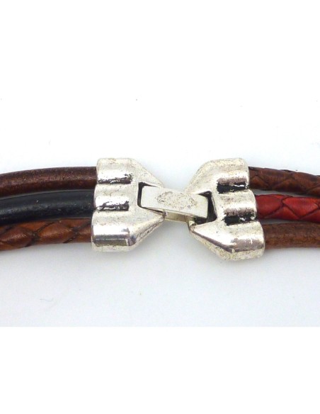 Fermoir clip 3 trous pour cuir de 5mm