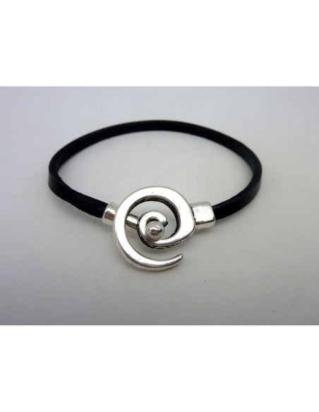 Fermoir spirale embout rond pour cuir 3,5 - 4mm en métal argenté