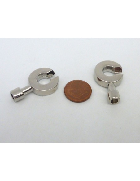 Fermoir menotte embout rond pour cuir 4 - 4,5mm en métal argenté