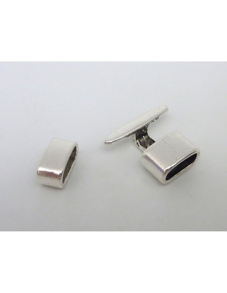 Fermoir T embout pour 2 cordons de cuir rond de 4,5mm en métal argenté