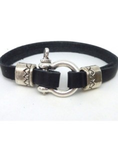 Fermoir manille pour lanière de cuir 8mm en métal argenté