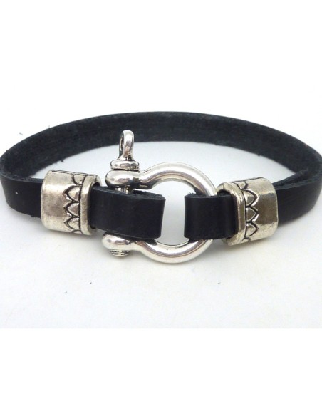 Fermoir manille pour lanière de cuir 8mm en métal argenté