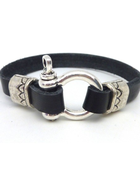 Fermoir manille pour lanière de cuir 8mm en métal argenté