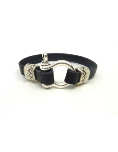 Fermoir manille pour lanière de cuir 8mm en métal argenté