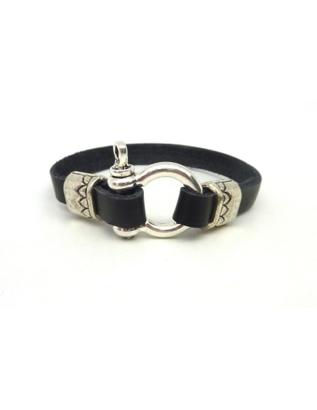 Fermoir manille pour lanière de cuir 8mm en métal argenté