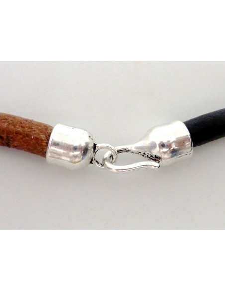 Fermoir crochet avec embout rond pour cordon de 6mm en métal argenté