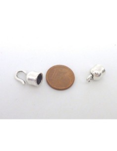 Fermoir crochet avec embout rond pour cordon de 6mm en métal argenté 2