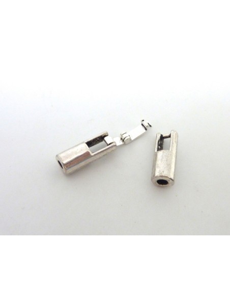 R-Fermoir à clip avec embout rond pour cuir de 3mm en métal argenté