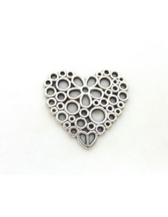 pendentif coeur argenté pas cher filigrane  en métal