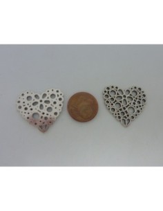 pendentif coeur argenté pas cher filigrane  en métal 2