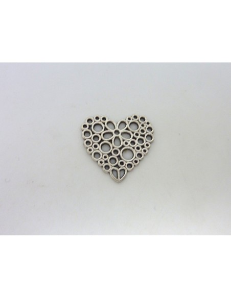 connecteur pendentif coeur argenté en métal