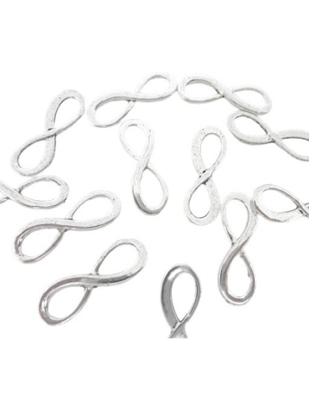 Perle intercalaires infini en métal argenté légèrement bombé, incurvé