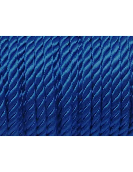 Cordon rond nylon mouliné 5mm bleu roi