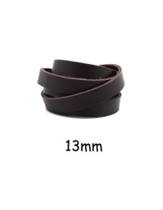 Lanière cuir marron foncé 13mm - CUIR VERITABLE