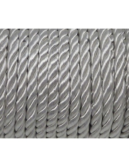  Cordon nylon mouliné 5mm de couleur gris argenté clair