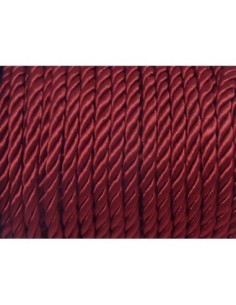 Cordon nylon mouliné de couleur grenat bordeaux 5mm