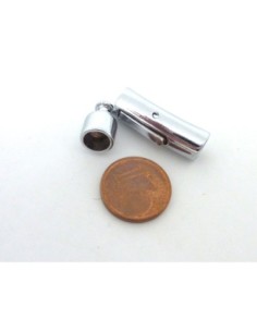 Fermoir à clip avec embout rond pour cuir de 6mm en métal argenté 2