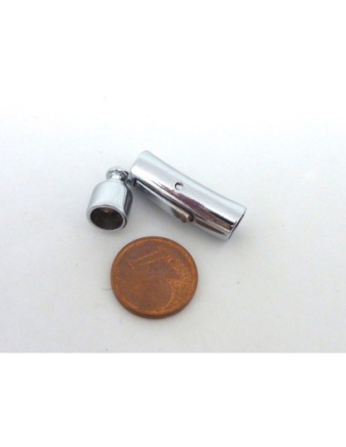Fermoir à clip avec embout rond pour cuir de 6mm en métal argenté