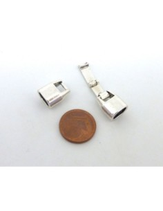 Fermoir clip pour cuir regaliz fin 8mm x 5mm en métal argenté 2