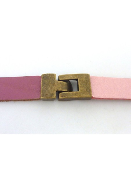 Fermoir T embout pour lanière de 12mm en métal de couleur bronze