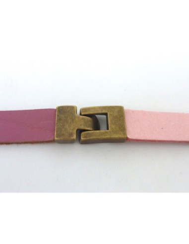 Fermoir T embout pour lanière de 12mm en métal de couleur bronze