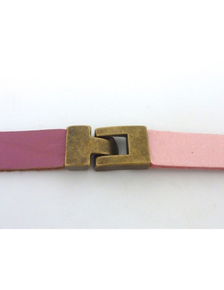 Fermoir T embout pour lanière de 12mm en métal de couleur bronze