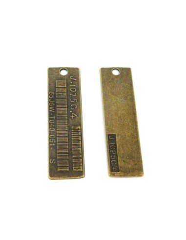Breloque pendentif plaque rectangulaire J1025C4 55mm en métal de couleur bronze