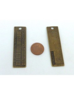 Breloque pendentif plaque rectangulaire J1025C4 55mm en métal de couleur bronze 2