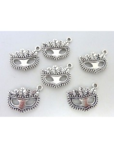 Breloque masque argenté en métal