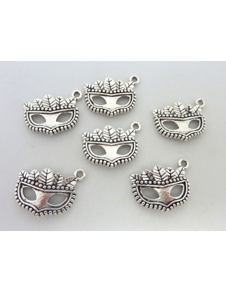 Breloque masque argenté en métal style vénitien