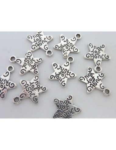 Charm étoile argenté en métal inscription "just for you"