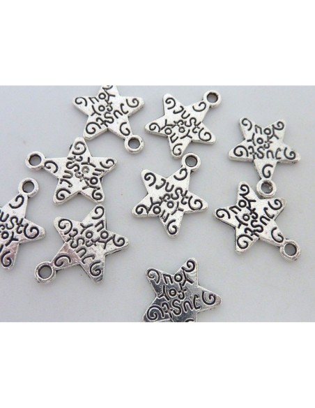 Charm étoile argenté en métal inscription "just for you"