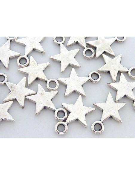 Breloque étoile en métal argenté 12mm
