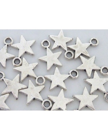 Charm étoile en métal argenté 12mm