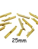 6 Embouts tube 25mm, serre ruban, chaîne bille en métal doré