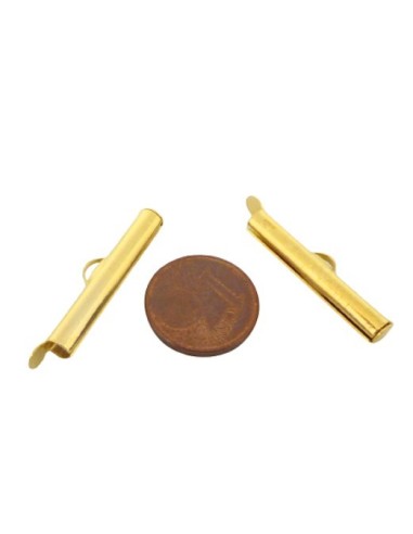 Embout tube doré 25mm pour tissage perles