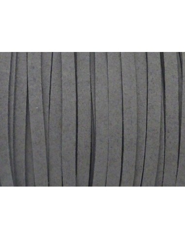 R-5m Cordon plat daim synthétique 5mm gris...