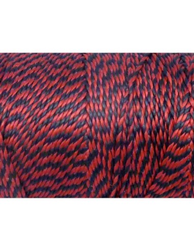 5m Fil polyester ciré 0,8mm bicolore noir et rouge