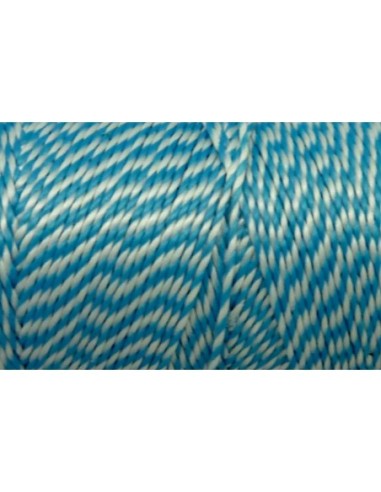 5m Fil polyester ciré 0,8mm bicolore bleu et blanc