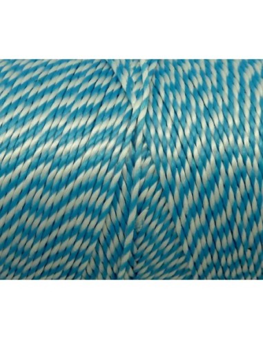 5m Fil polyester ciré 0,8mm bicolore bleu et blanc