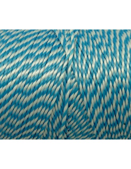 5m Fil polyester ciré 0,8mm bicolore bleu et blanc