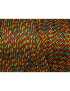 R-5m Fil polyester ciré 0,8mm multicolore rouge, vert, jaune