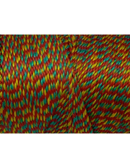 R-5m Fil polyester ciré 0,8mm multicolore rouge, vert, jaune