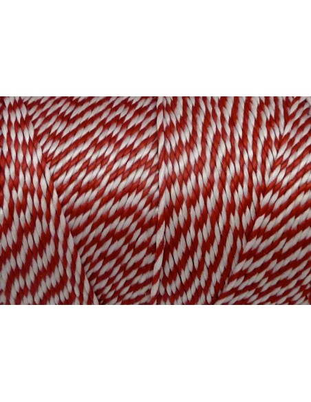 Fil ciré bicolore rouge et blanc pour macramé