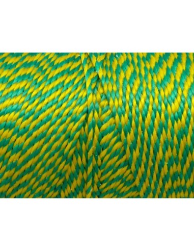 5m Fil polyester ciré 0,8mm bicolore jaune et vert
