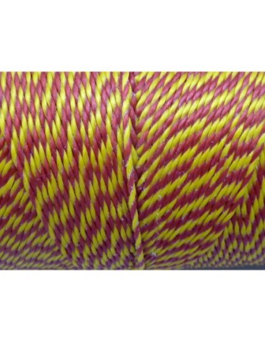 5m Fil polyester ciré 0,8mm bicolore jaune et...